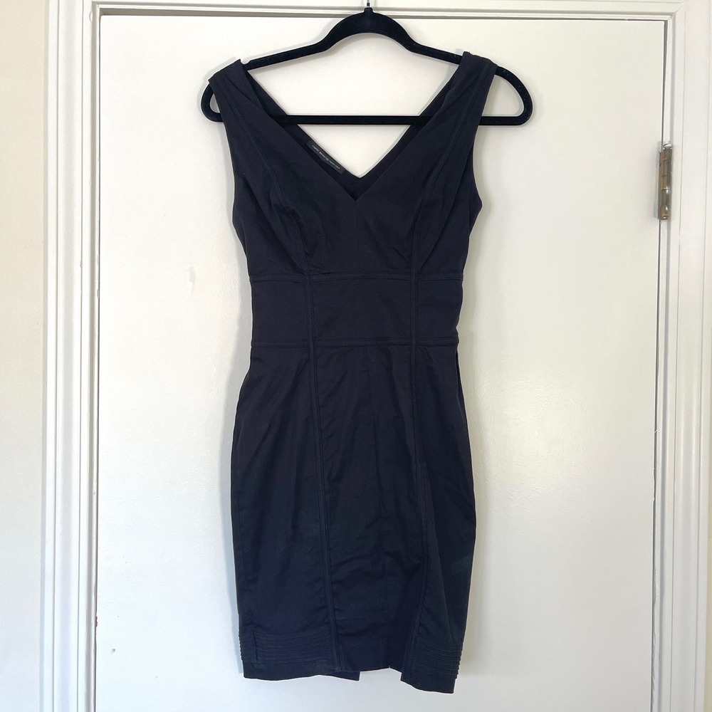 Bebe Black Bodycon Dress Corset Back Italian Fabric Sleeveless Mini‎ Size 0